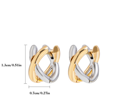 Gold & Silver Color Block Stud Earrings