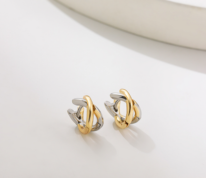 Gold & Silver Color Block Stud Earrings