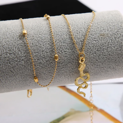 Snake 2 Piece Gold Anklets