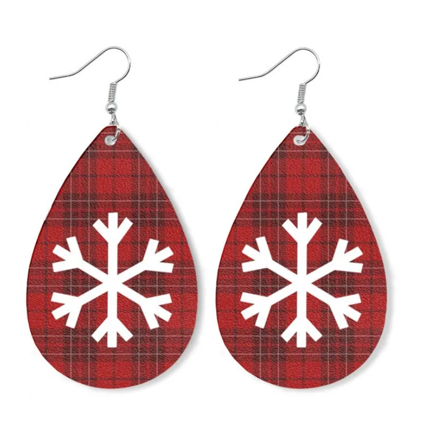 Snowflake Red Oval Earring