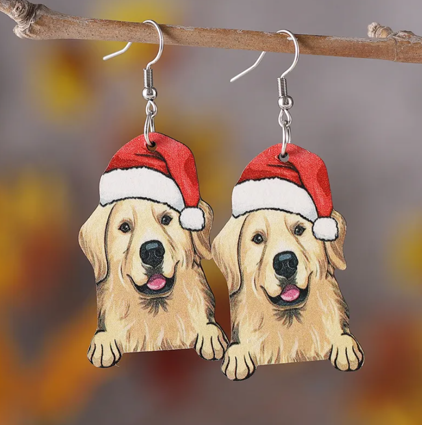 Golden Retriever Wood Drop Earring