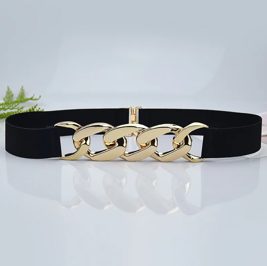 Black Metal Buckle Waist Belt