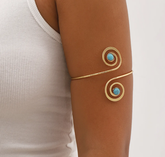 Gold & Turquoise Spiral Armband
