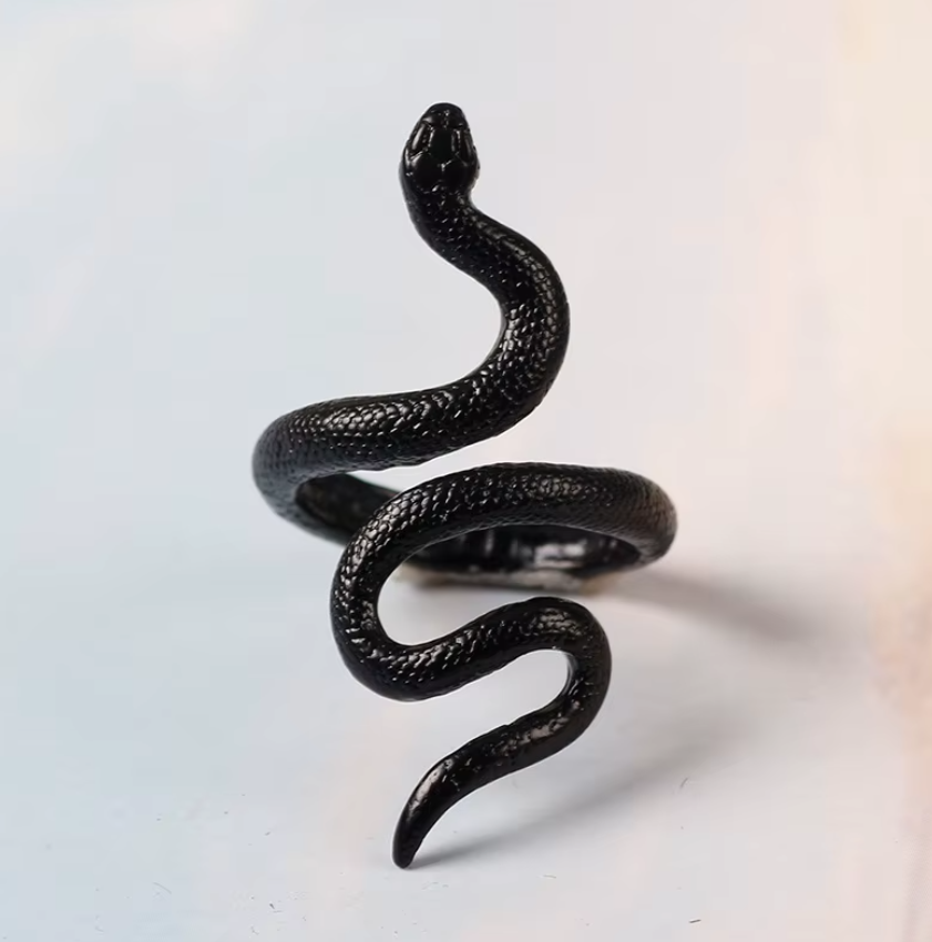 Black Adjustable Snake Ring