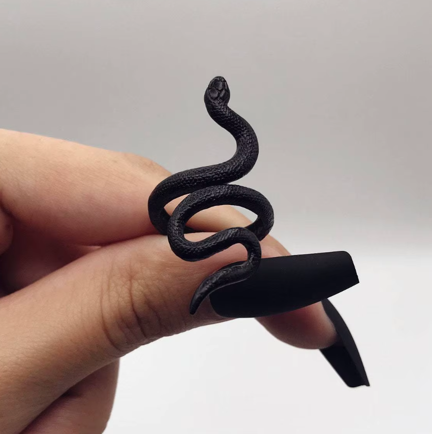 Black Adjustable Snake Ring