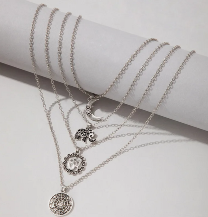 Mystic Charm Layered Silver Necklace