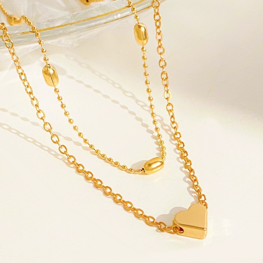 Double Layer Heart Gold Anklet
