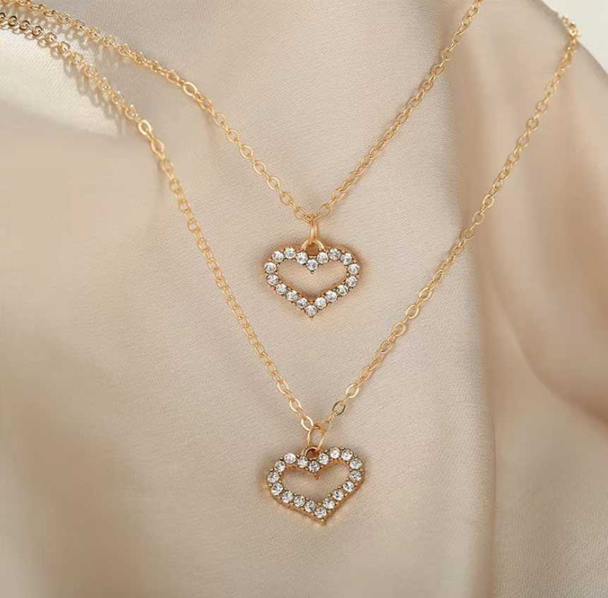 Multilayer Heart Gold Necklace