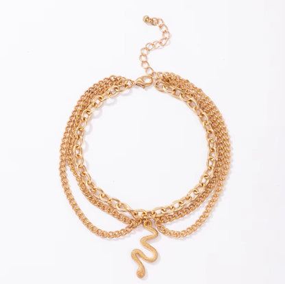 Gold Snake Multilayer Ankle Bracelet