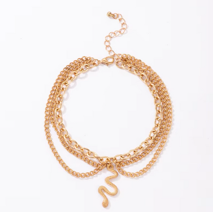 Gold Snake Multilayer Ankle Bracelet