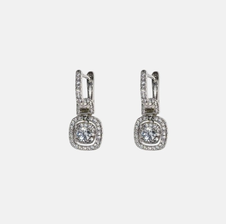 Pendientes elegantes de mujer con circonitas cuadradas