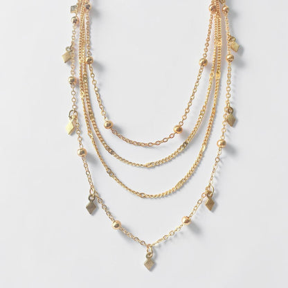 Collar vintage de oro multicapas