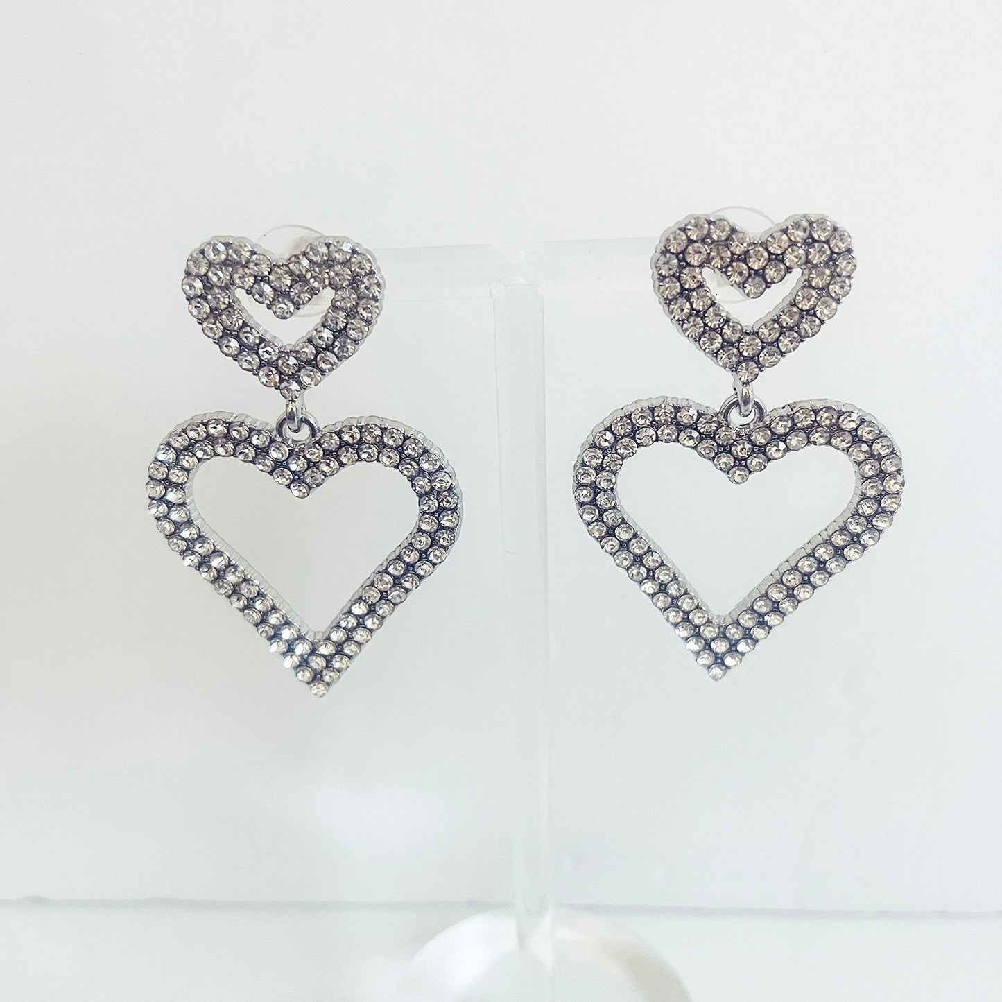 Crystal Double Heart Women Earrings
