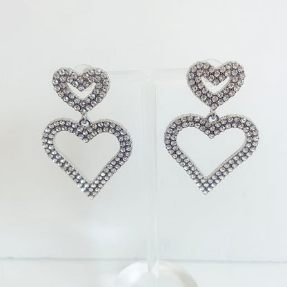 Crystal Double Heart Women Earrings