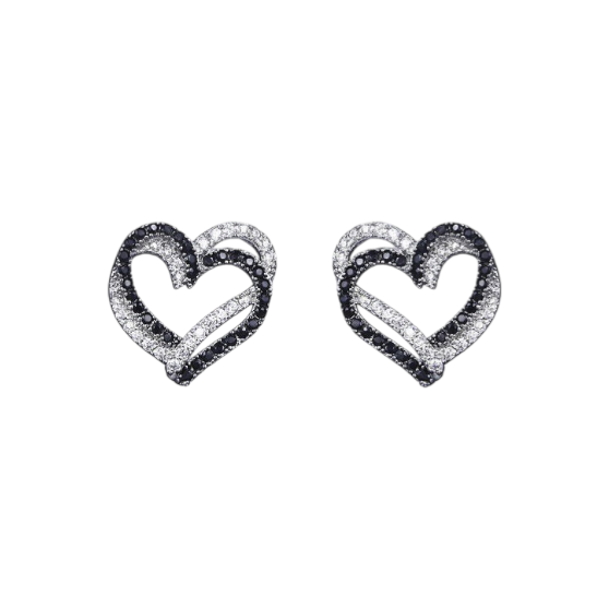 Pendiente de botón con forma de corazón en plata de ley 925