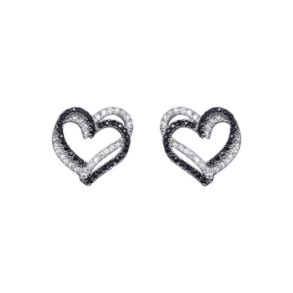Pendiente de botón con forma de corazón en plata de ley 925