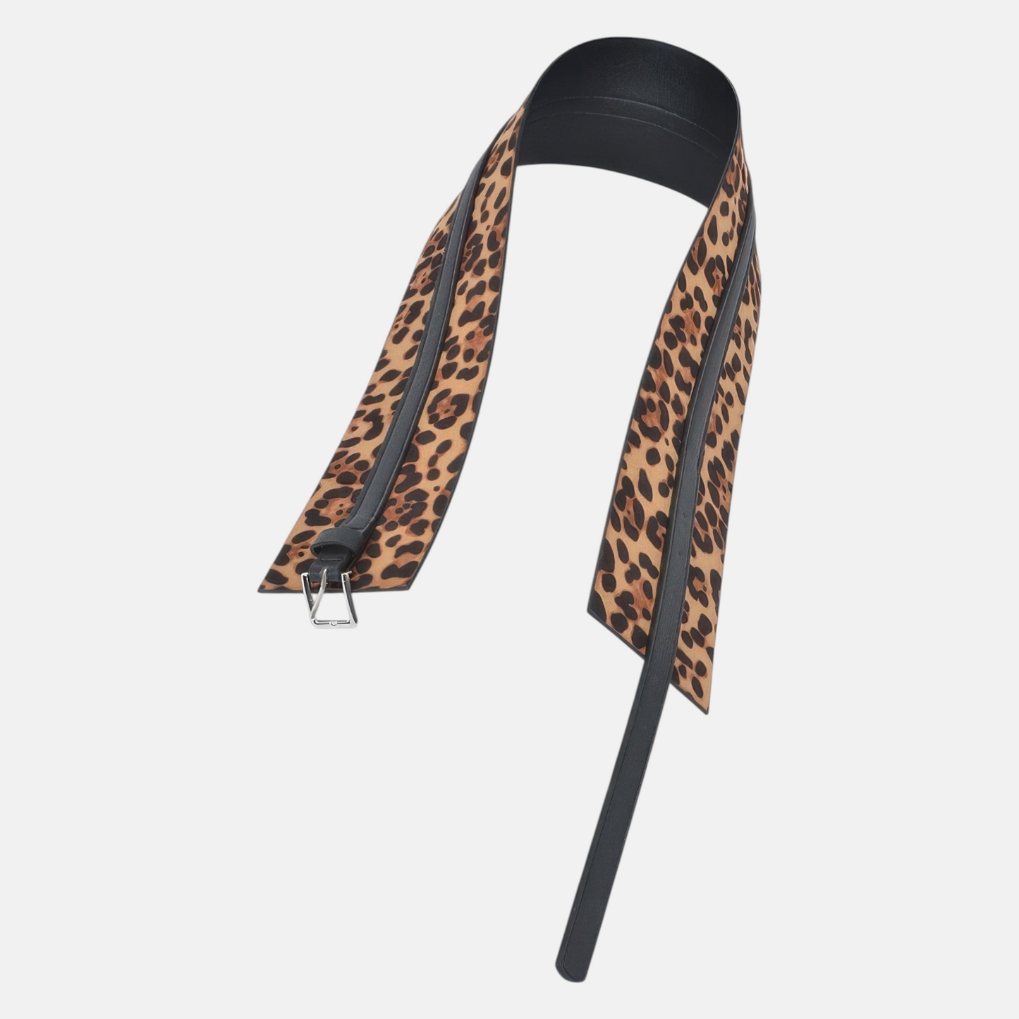 Omayra Boutique leopard print PU corset waist belt with black strap and silver buckle for a flattering silhouette