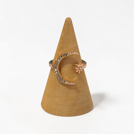 Moon Star Rose Gold Adjustable Ring