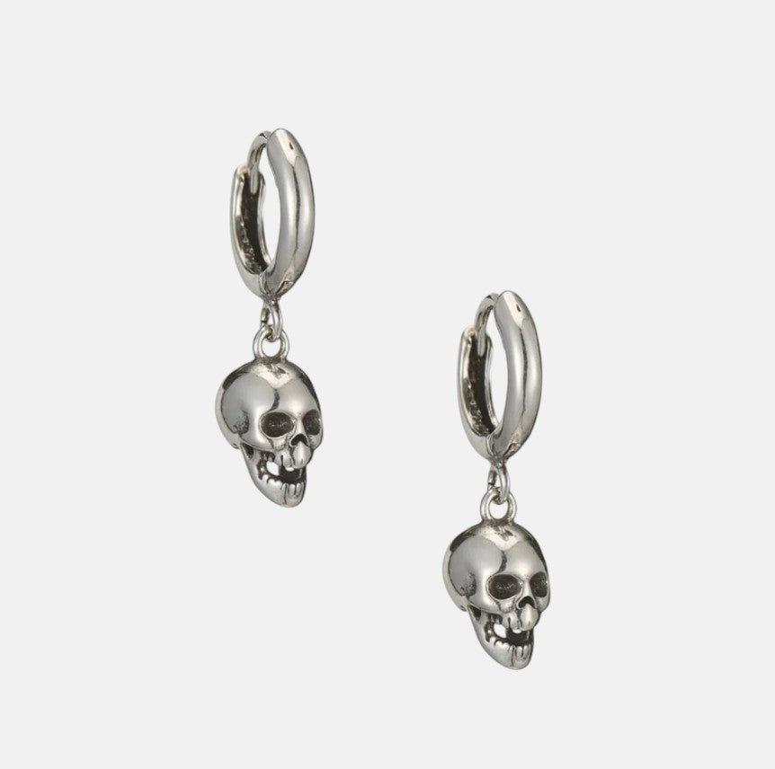 Omayra Boutique small silver-tone copper skull hoop earrings with a lightweight, edgy design for everyday wear.