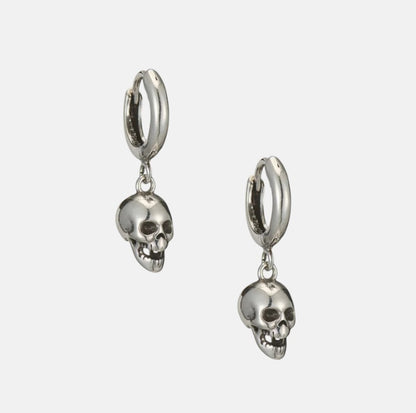Omayra Boutique small silver-tone copper skull hoop earrings with a lightweight, edgy design for everyday wear.