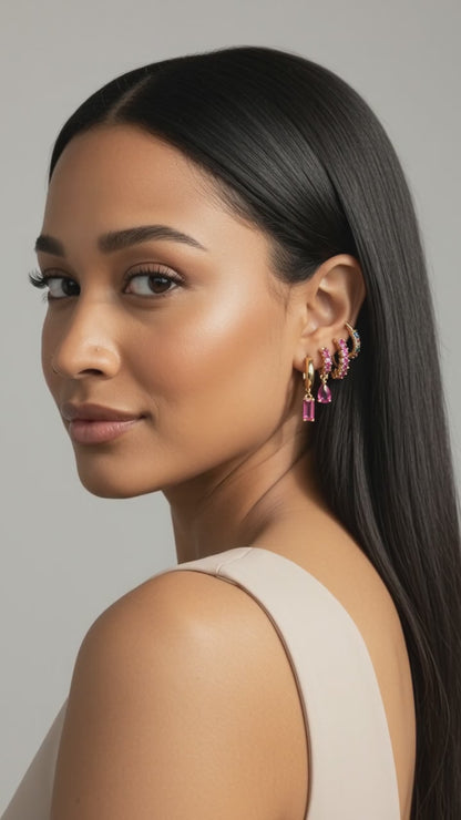 Pink Crystal Mix & Match Earring Set
