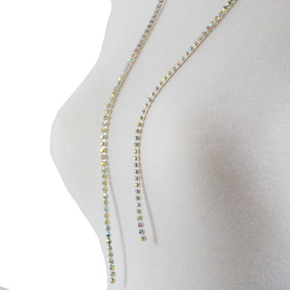 Multi Row Full Crystal Silver Necklace