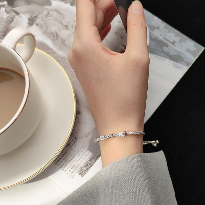 Silver Women Bowknot Bracelet