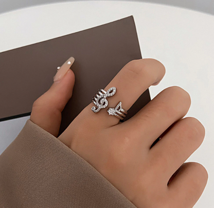 Music Note Adjustable Open Ring