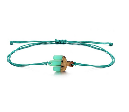 Boho Wooden Cactus Rope Bracelet