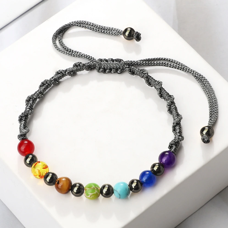Chakra Beaded Handmade Multicolors Rope Braided Bracelet
