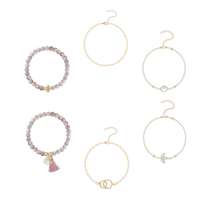 Juego de 6 pulseras bohemias