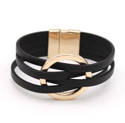 Elegant Leather Black Bracelet