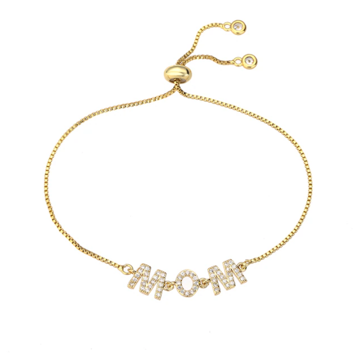 Pulseras de lujo ajustables de oro para mamá