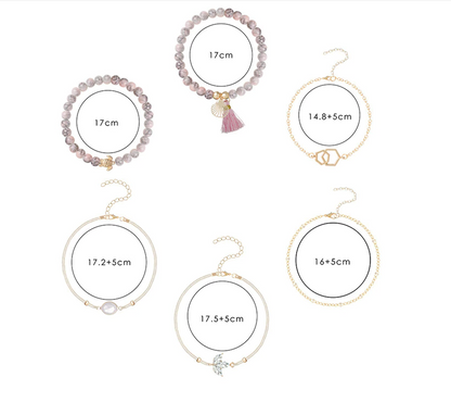Juego de 6 pulseras bohemias