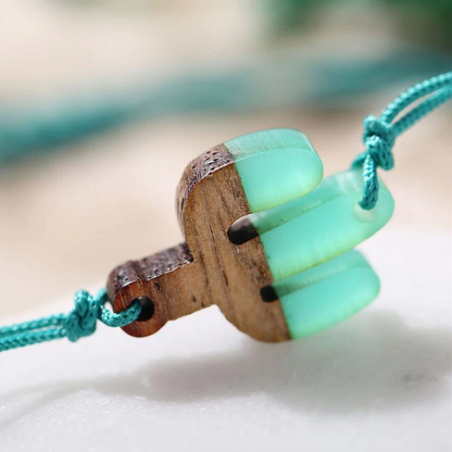 Boho Wooden Cactus Rope Bracelet