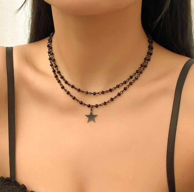 Gothic Cross Star Multilayer Choker Necklace