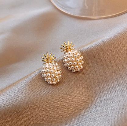 Pendientes de piña y perla