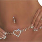 Rhinestone Heart Waist Body Chain
