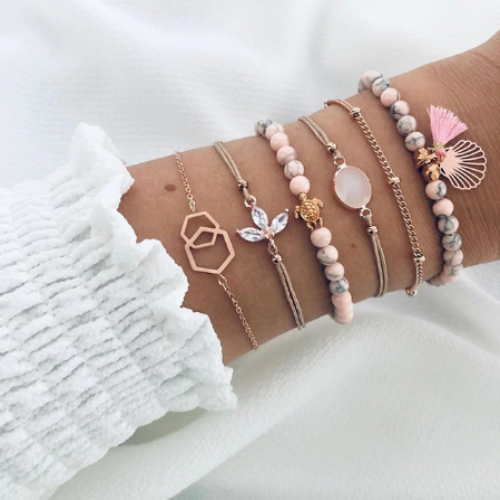 Juego de 6 pulseras bohemias