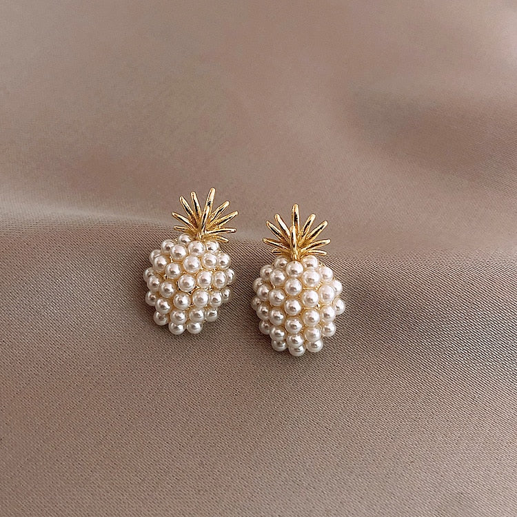 Pendientes de piña y perla