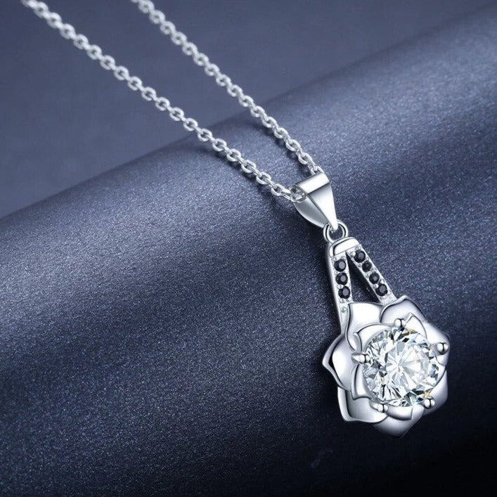 Flower Silver Elegant Women Silver Sterling Necklace
