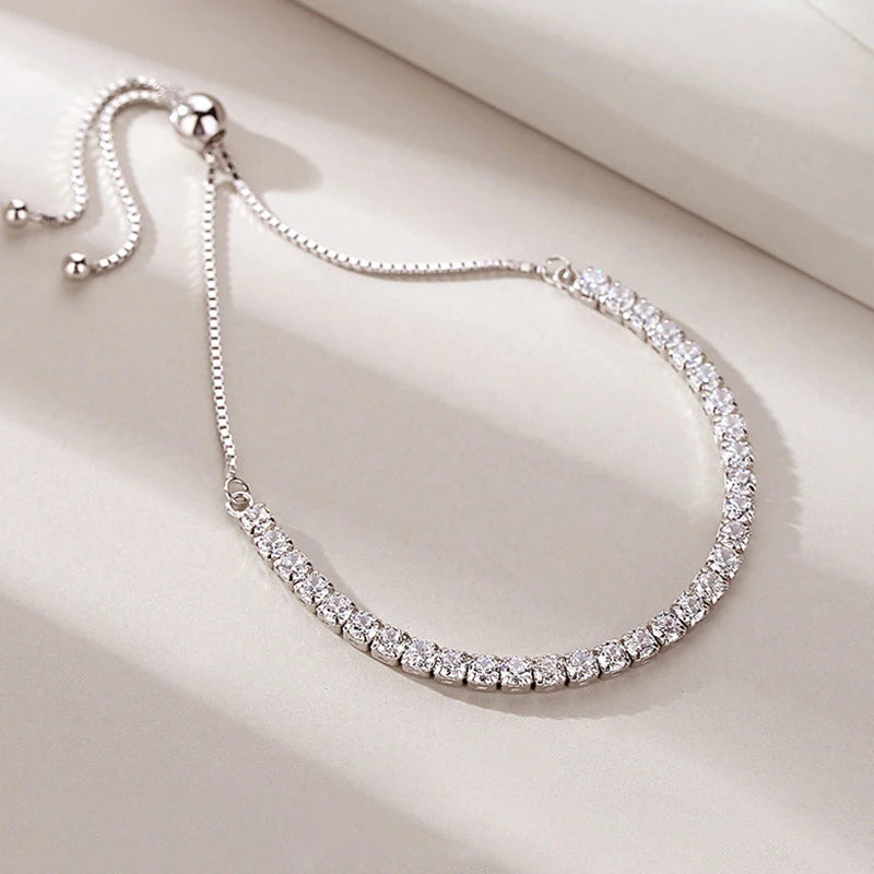 Elegante pulsera de plata de ley con cristales