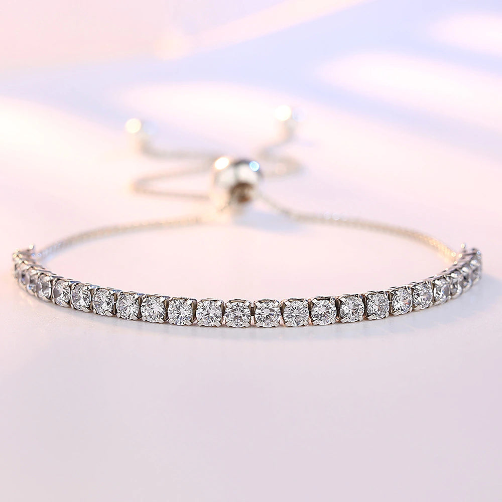 Elegante pulsera de plata de ley con cristales