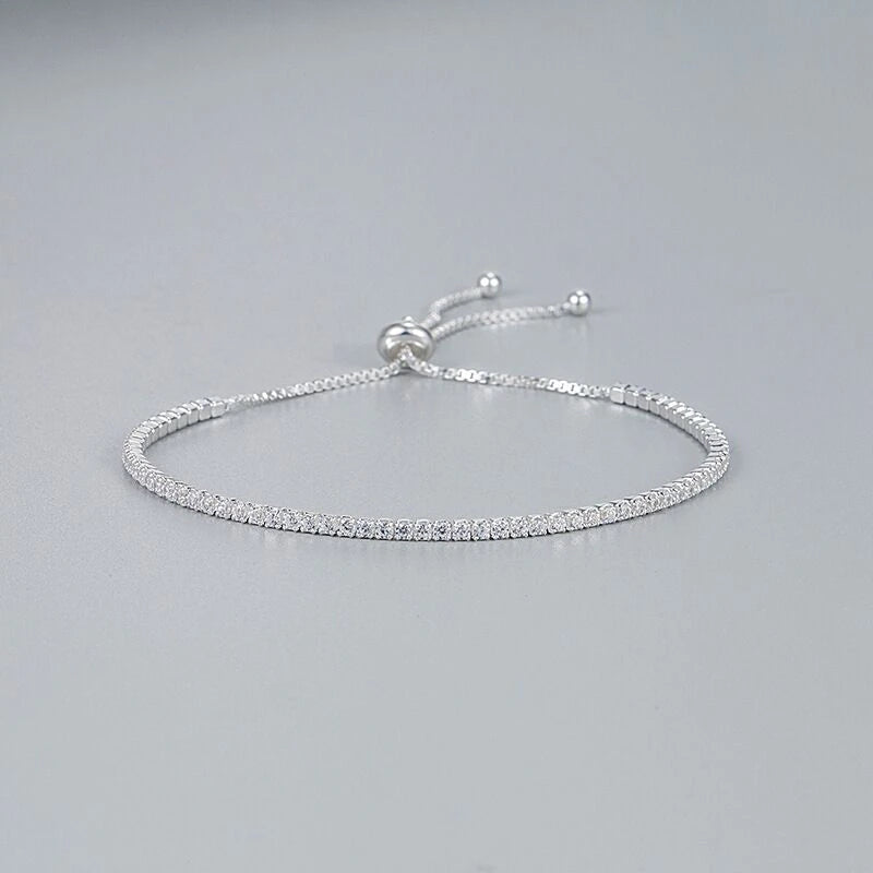 Elegante pulsera de plata de ley con cristales