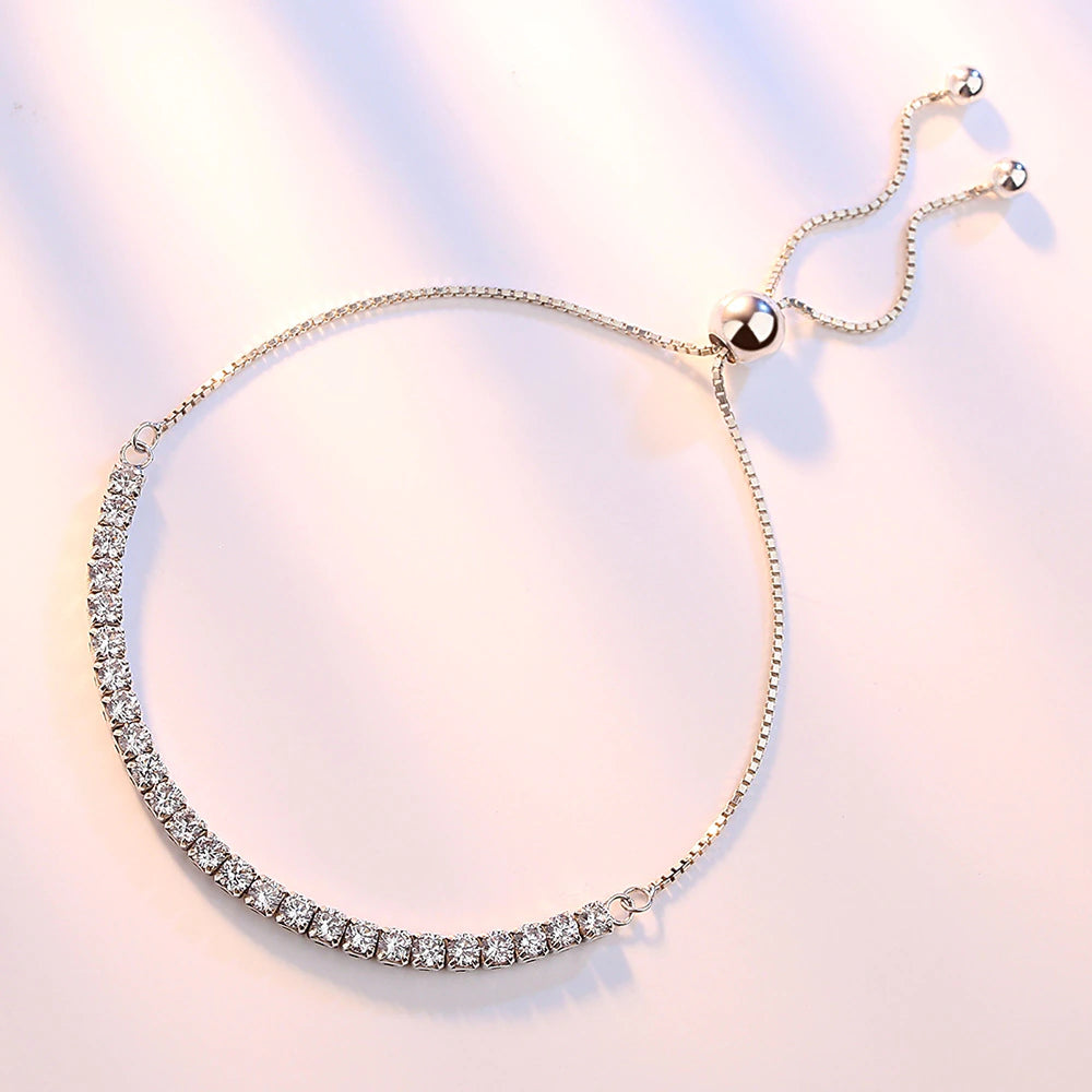 Elegante pulsera de plata de ley con cristales