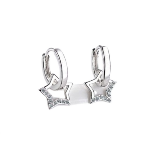 Star Pendant Small Hoop Earrings