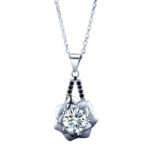 Flower Silver Elegant Women Silver Sterling Necklace