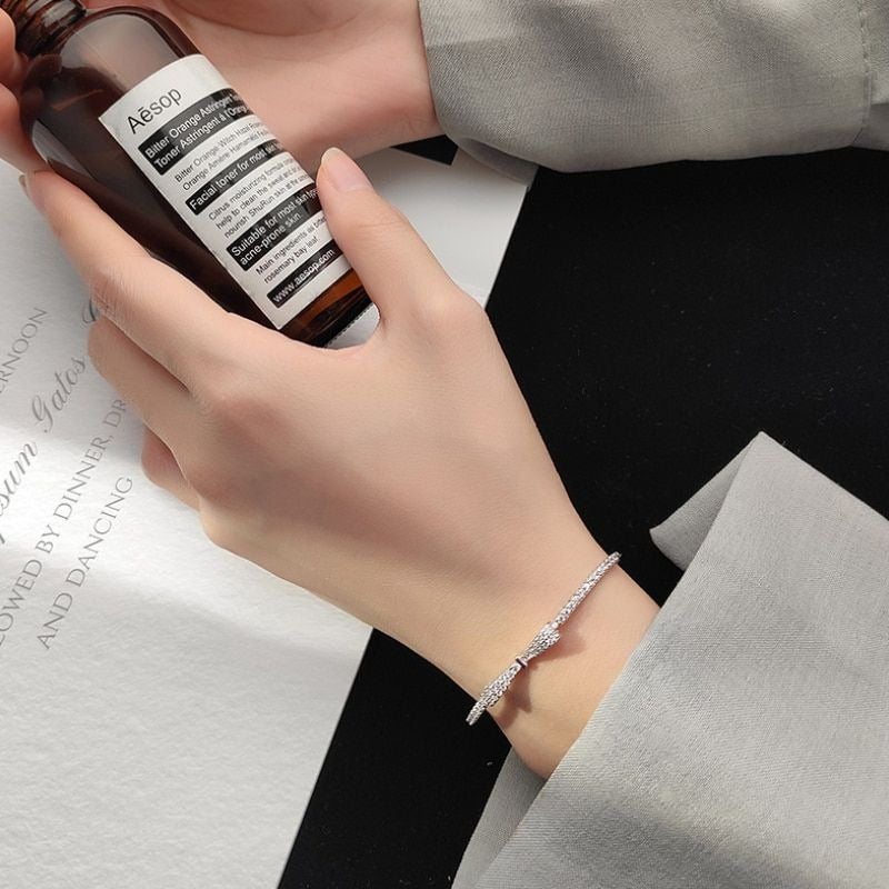 Silver Women Bowknot Bracelet