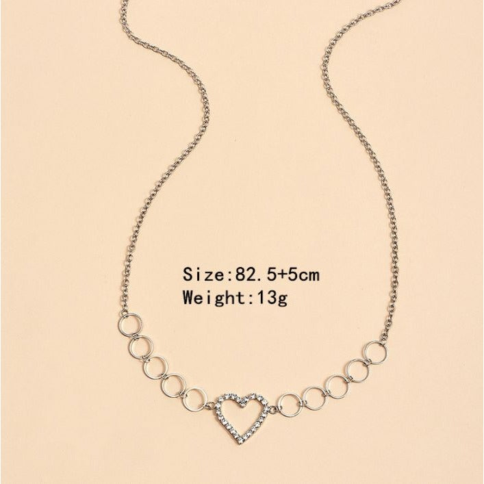 Rhinestone Heart Waist Body Chain