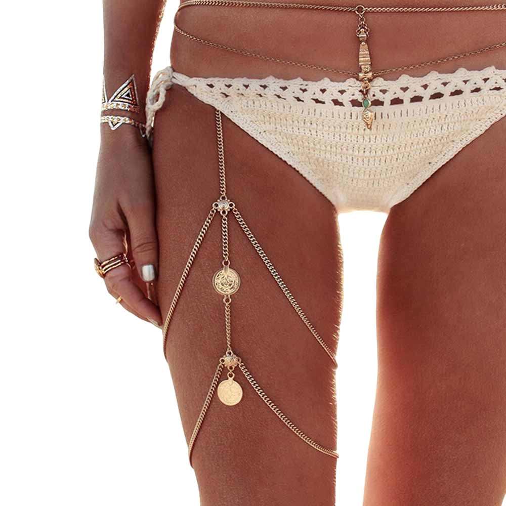 Joyas de cadena estilo boho para las piernas